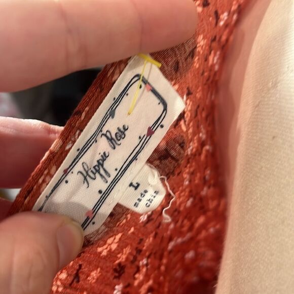 Hippie Rose Floral Rust V-Neck Top - Picture 4 of 4